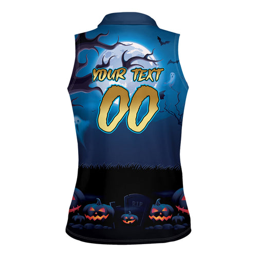 Custom Halloween Gold Coast Titans Women Sleeveless Polo Shirt Spooky Australia Mascot Rugby