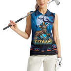Custom Halloween Gold Coast Titans Women Sleeveless Polo Shirt Spooky Australia Mascot Rugby