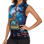 Custom Halloween Gold Coast Titans Women Sleeveless Polo Shirt Spooky Australia Mascot Rugby