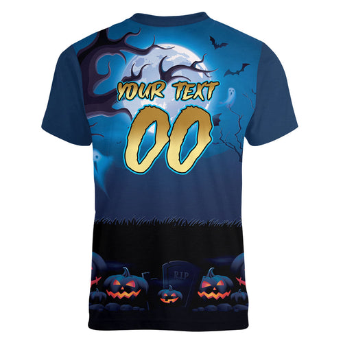 Custom Halloween Gold Coast Titans Women V-Neck T-Shirt Spooky Australia Mascot Rugby