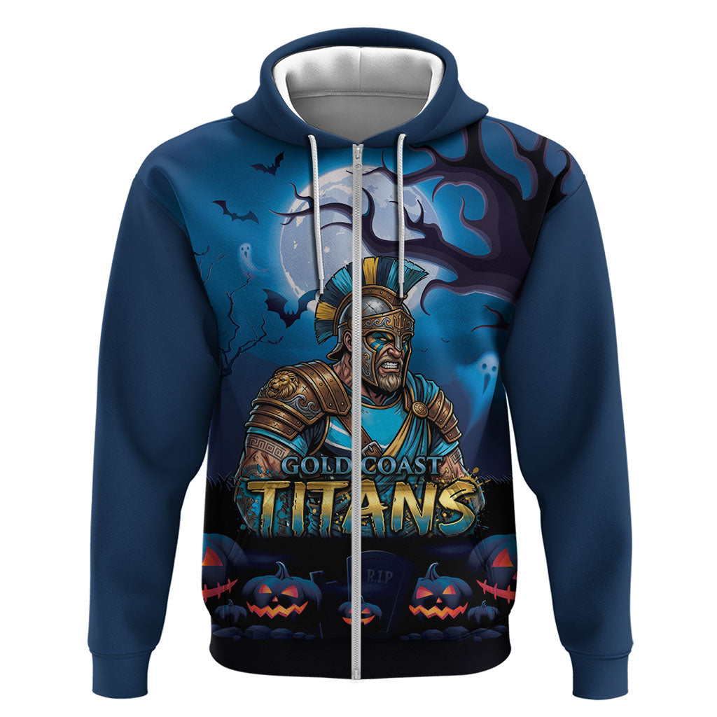 Custom Halloween Gold Coast Titans Zip Hoodie Spooky Australia Mascot Rugby