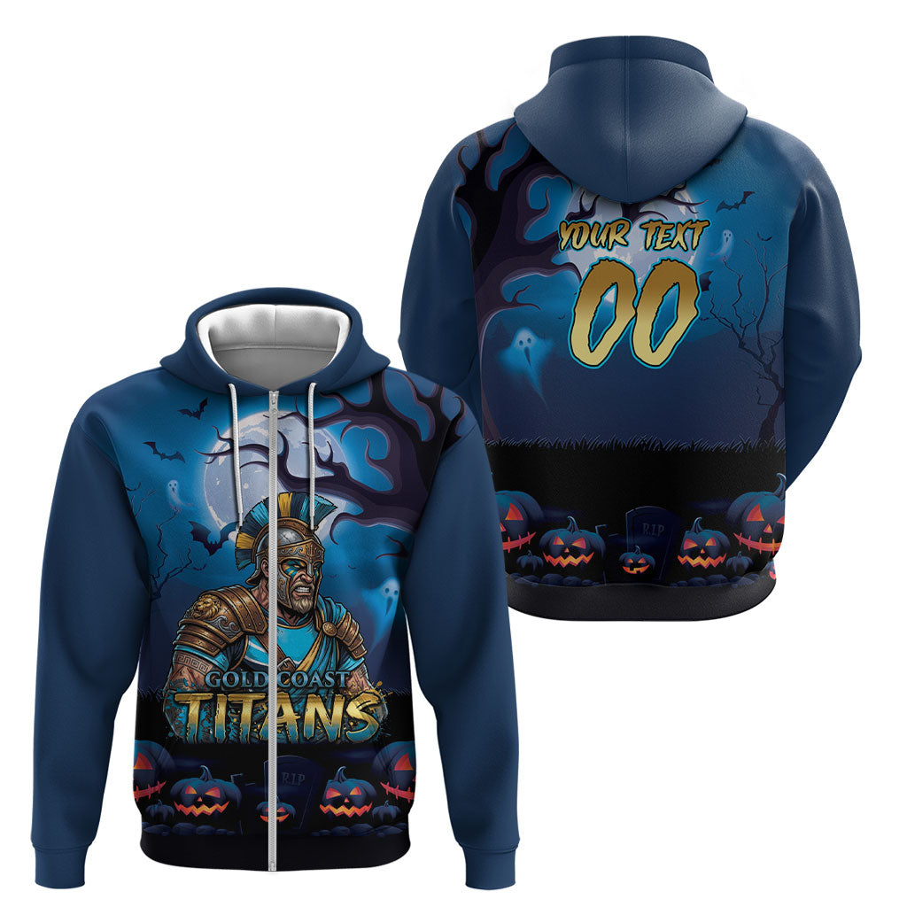 Custom Halloween Gold Coast Titans Zip Hoodie Spooky Australia Mascot Rugby
