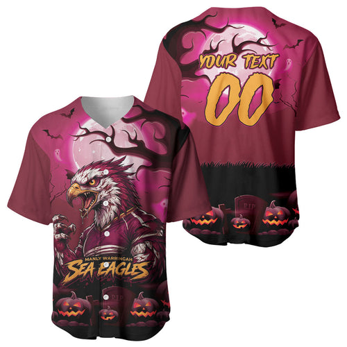 Custom Halloween Manly Warringah Sea Eagles Baseball Jersey Spooky Australia Mascot Rugby