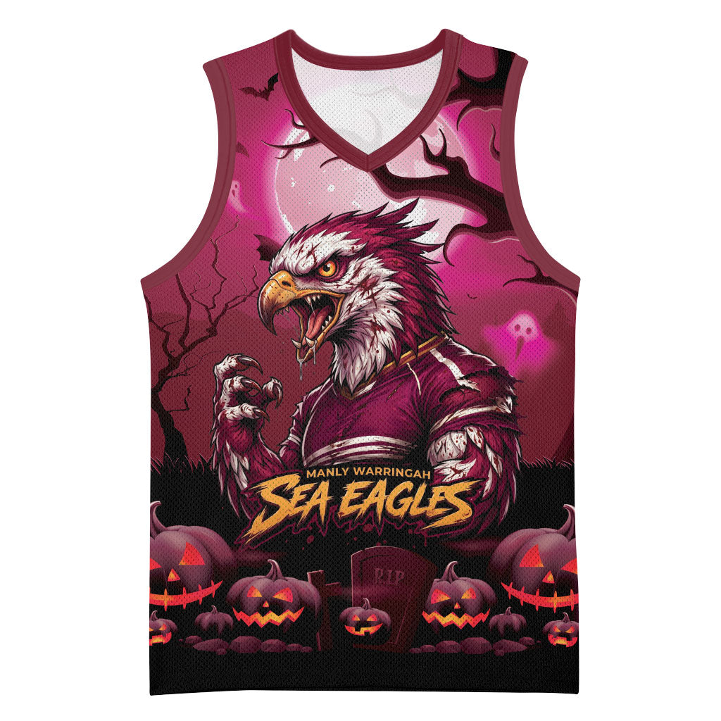 Custom Halloween Manly Warringah Sea Eagles Basketball Jersey Spooky Australia Mascot Rugby