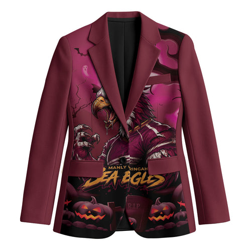 Custom Halloween Manly Warringah Sea Eagles Blazer Spooky Australia Mascot Rugby
