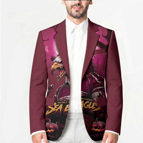 Custom Halloween Manly Warringah Sea Eagles Blazer Spooky Australia Mascot Rugby