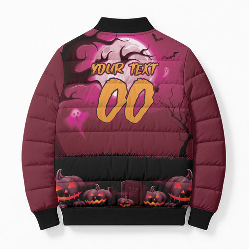 Custom Halloween Manly Warringah Sea Eagles Bomber Puffer Jacket Spooky Australia Mascot Rugby