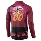 Custom Halloween Manly Warringah Sea Eagles Button Sweatshirt Spooky Australia Mascot Rugby