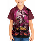 Custom Halloween Manly Warringah Sea Eagles Hawaiian Shirt Spooky Australia Mascot Rugby
