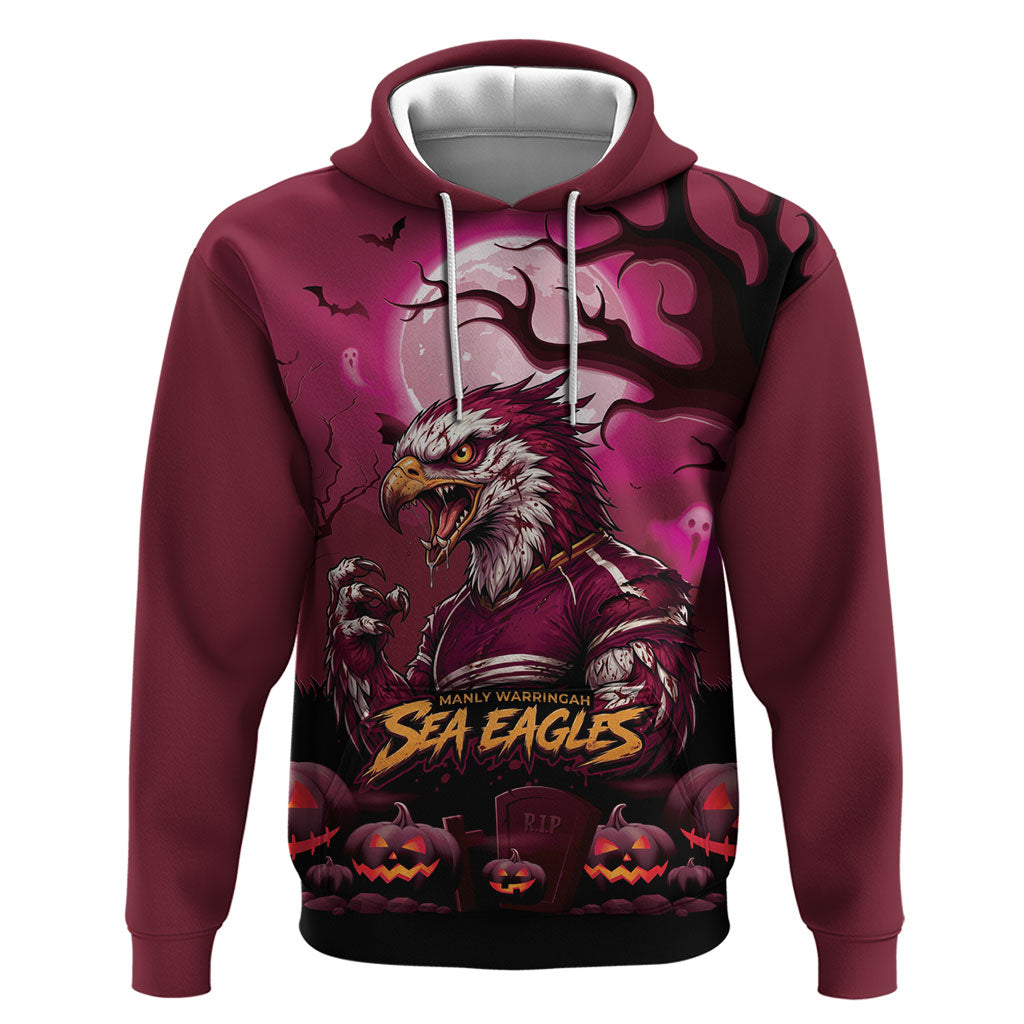 Custom Halloween Manly Warringah Sea Eagles Hoodie Spooky Australia Mascot Rugby
