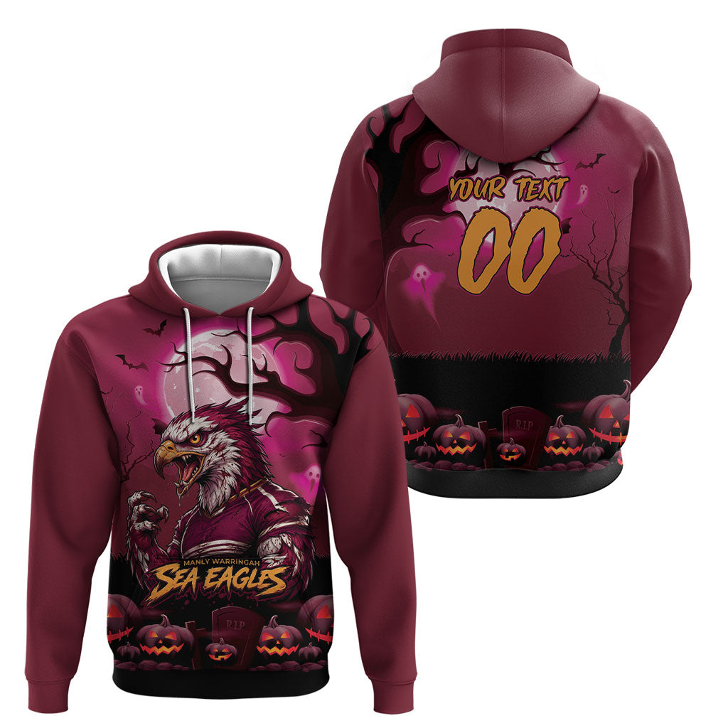 Custom Halloween Manly Warringah Sea Eagles Hoodie Spooky Australia Mascot Rugby