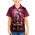 Custom Halloween Manly Warringah Sea Eagles Kid Hawaiian Shirt Spooky Australia Mascot Rugby