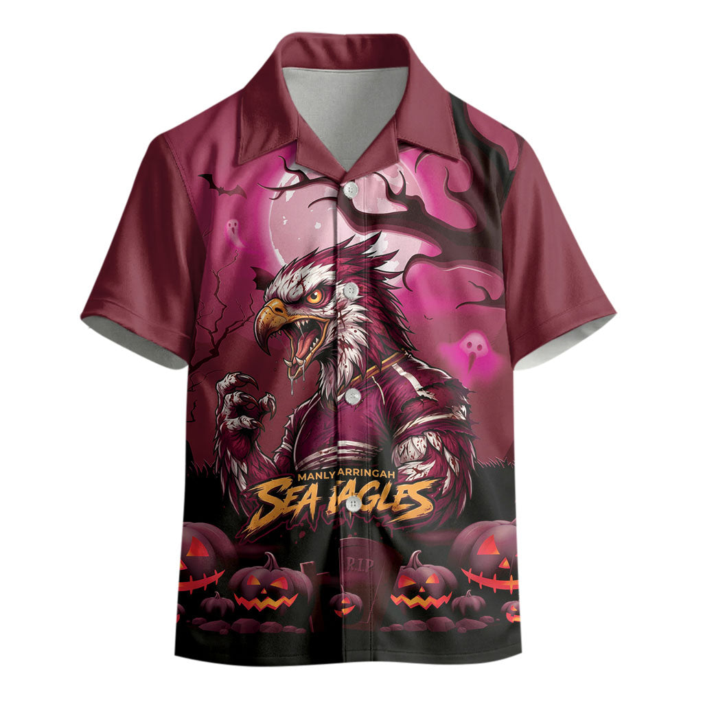 Custom Halloween Manly Warringah Sea Eagles Kid Hawaiian Shirt Spooky Australia Mascot Rugby