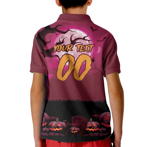 Custom Halloween Manly Warringah Sea Eagles Kid Polo Shirt Spooky Australia Mascot Rugby
