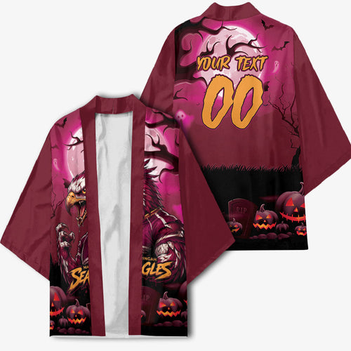 Custom Halloween Manly Warringah Sea Eagles Kimono Spooky Australia Mascot Rugby