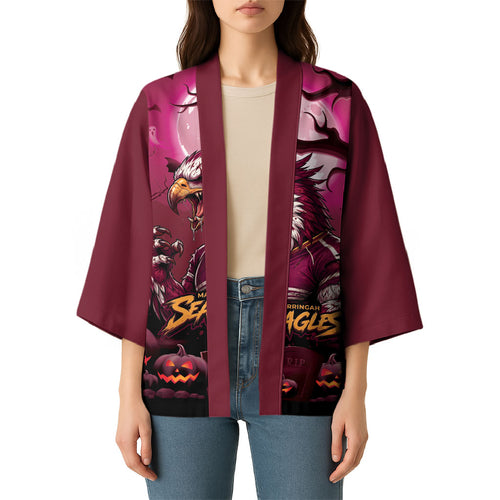 Custom Halloween Manly Warringah Sea Eagles Kimono Spooky Australia Mascot Rugby