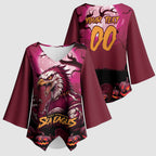 Custom Halloween Manly Warringah Sea Eagles Kimono Sleeve Blouse Spooky Australia Mascot Rugby