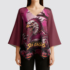 Custom Halloween Manly Warringah Sea Eagles Kimono Sleeve Blouse Spooky Australia Mascot Rugby