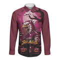 Custom Halloween Manly Warringah Sea Eagles Long Sleeve Button Shirt Spooky Australia Mascot Rugby