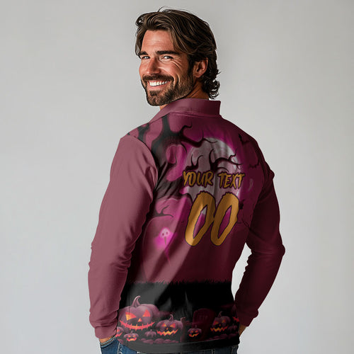 Custom Halloween Manly Warringah Sea Eagles Long Sleeve Polo Shirt Spooky Australia Mascot Rugby