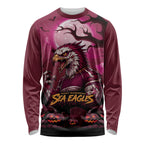 Custom Halloween Manly Warringah Sea Eagles Long Sleeve Shirt Spooky Australia Mascot Rugby