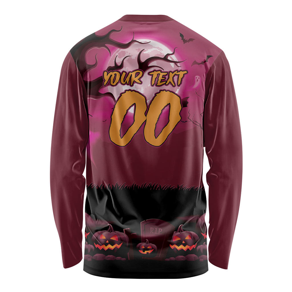 Custom Halloween Manly Warringah Sea Eagles Long Sleeve Shirt Spooky Australia Mascot Rugby