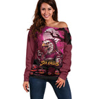 Custom Halloween Manly Warringah Sea Eagles Off Shoulder Sweater Spooky Australia Mascot Rugby