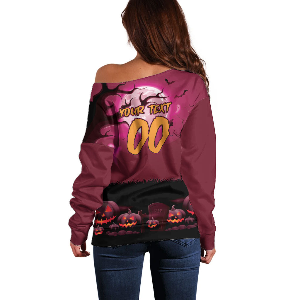 Custom Halloween Manly Warringah Sea Eagles Off Shoulder Sweater Spooky Australia Mascot Rugby