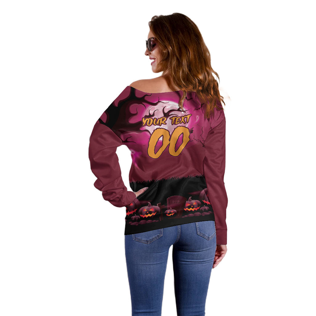 Custom Halloween Manly Warringah Sea Eagles Off Shoulder Sweater Spooky Australia Mascot Rugby