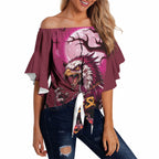 Custom Halloween Manly Warringah Sea Eagles Off Shoulder Wrap Waist Top Spooky Australia Mascot Rugby