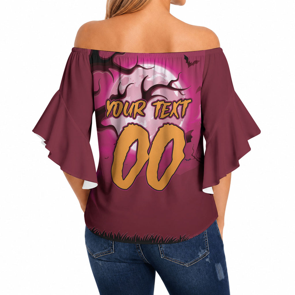 Custom Halloween Manly Warringah Sea Eagles Off Shoulder Wrap Waist Top Spooky Australia Mascot Rugby
