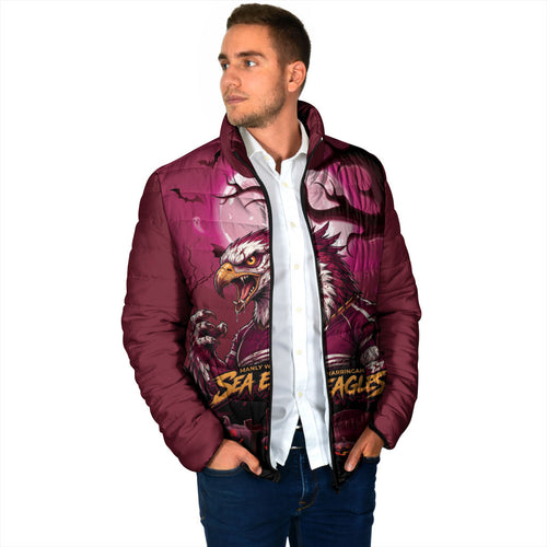 Custom Halloween Manly Warringah Sea Eagles Padded Jacket Spooky Australia Mascot Rugby