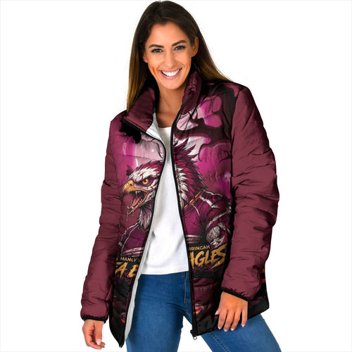 Custom Halloween Manly Warringah Sea Eagles Padded Jacket Spooky Australia Mascot Rugby