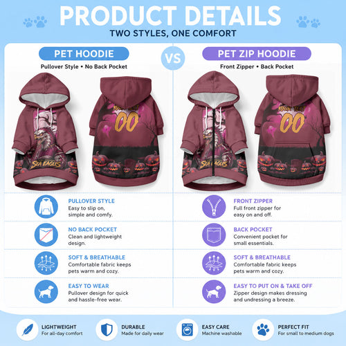 Custom Halloween Manly Warringah Sea Eagles Pet Hoodie Spooky Australia Mascot Rugby