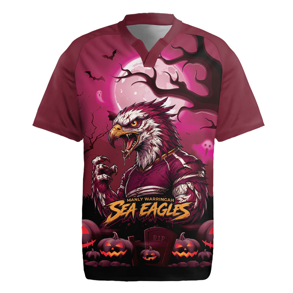 Custom Halloween Manly Warringah Sea Eagles Rugby Jersey Spooky Australia Mascot Rugby