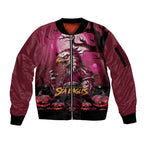 Custom Halloween Manly Warringah Sea Eagles Sleeve Zip Bomber Jacket Spooky Australia Mascot Rugby