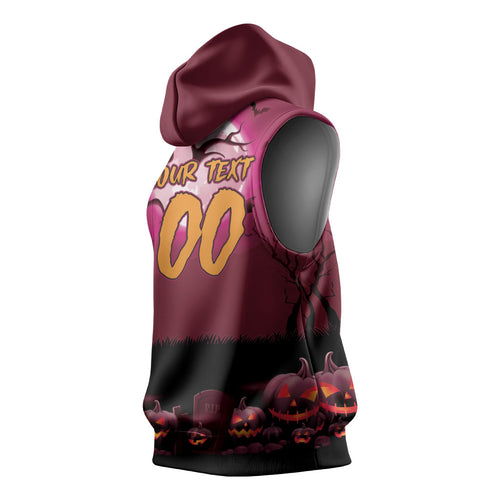 Custom Halloween Manly Warringah Sea Eagles Sleeveless Hoodie Spooky Australia Mascot Rugby