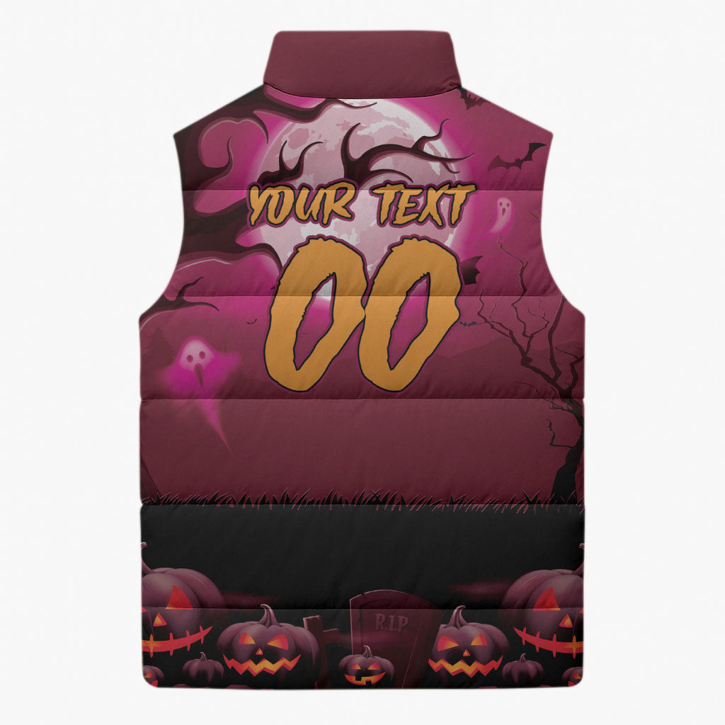 Custom Halloween Manly Warringah Sea Eagles Sleeveless Puffer Jacket Spooky Australia Mascot Rugby