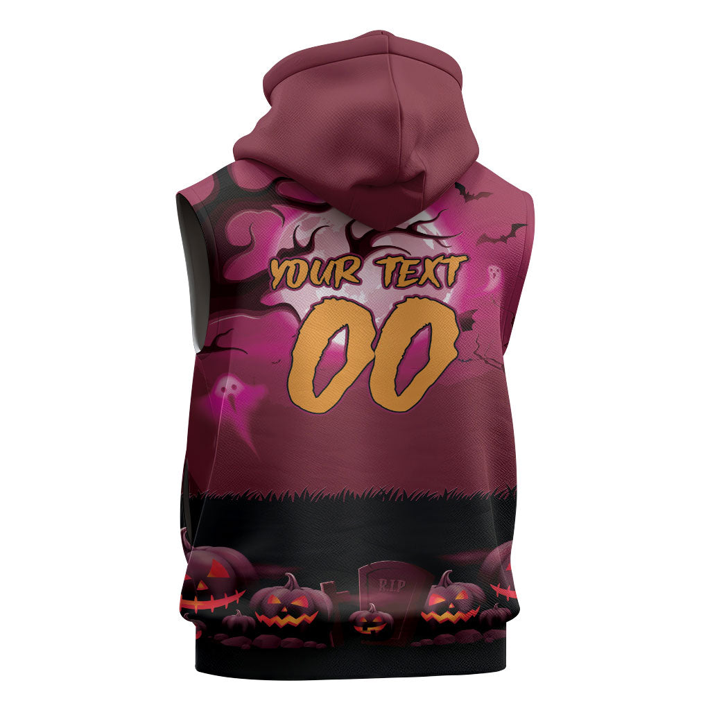 Custom Halloween Manly Warringah Sea Eagles Sleeveless Zip Hoodie Spooky Australia Mascot Rugby