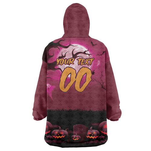 Custom Halloween Manly Warringah Sea Eagles Wearable Blanket Hoodie Spooky Australia Mascot Rugby