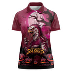 Custom Halloween Manly Warringah Sea Eagles Women Polo Shirt Spooky Australia Mascot Rugby