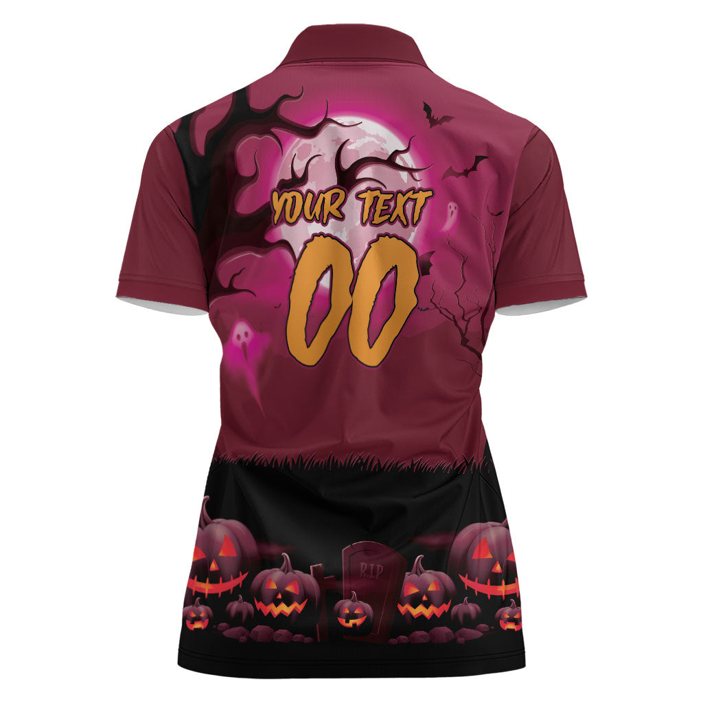 Custom Halloween Manly Warringah Sea Eagles Women Polo Shirt Spooky Australia Mascot Rugby