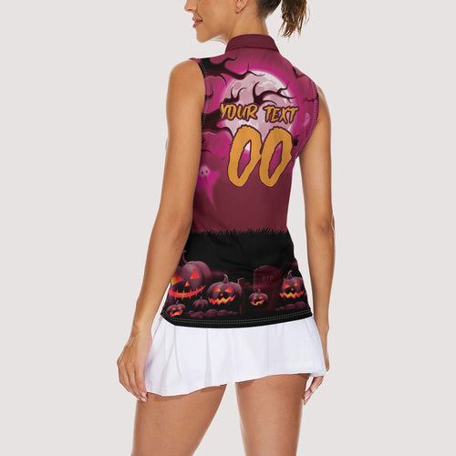 Custom Halloween Manly Warringah Sea Eagles Women Sleeveless Polo Shirt Spooky Australia Mascot Rugby