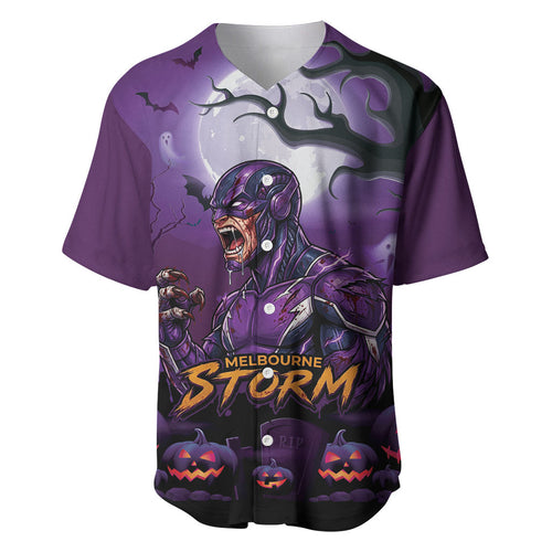 Custom Halloween Melbourne Storm Baseball Jersey Spooky Australia Mascot Rugby