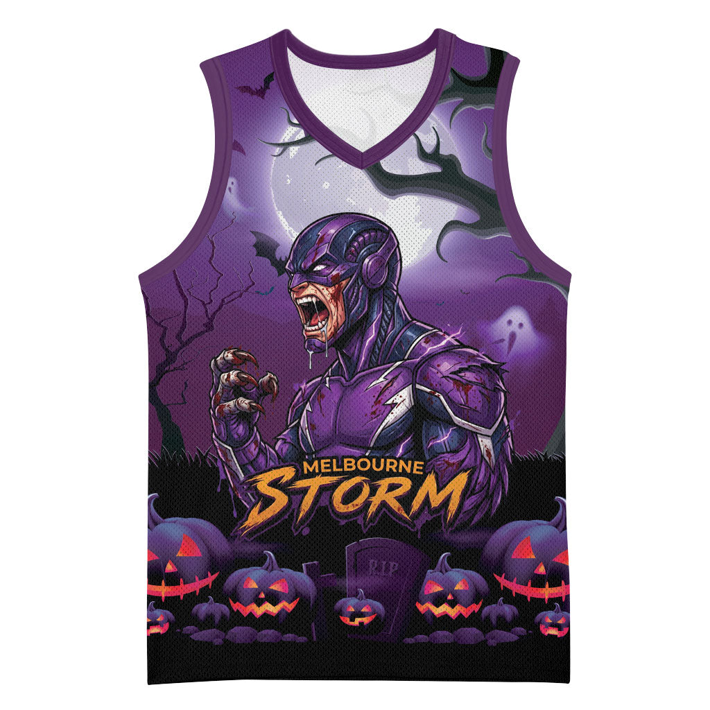 Custom Halloween Melbourne Storm Basketball Jersey Spooky Australia Mascot Rugby
