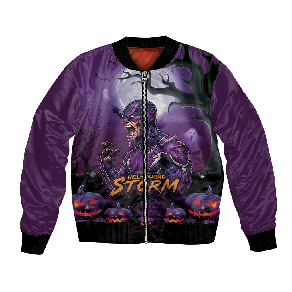 Custom Halloween Melbourne Storm Bomber Jacket Spooky Australia Mascot Rugby