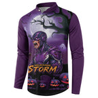Custom Halloween Melbourne Storm Button Sweatshirt Spooky Australia Mascot Rugby
