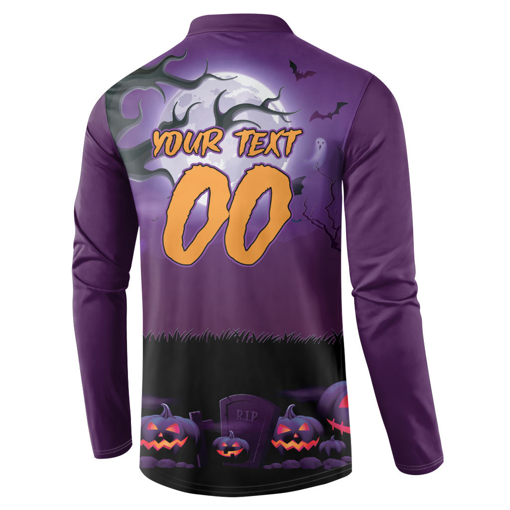 Custom Halloween Melbourne Storm Button Sweatshirt Spooky Australia Mascot Rugby