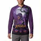 Custom Halloween Melbourne Storm Button Sweatshirt Spooky Australia Mascot Rugby