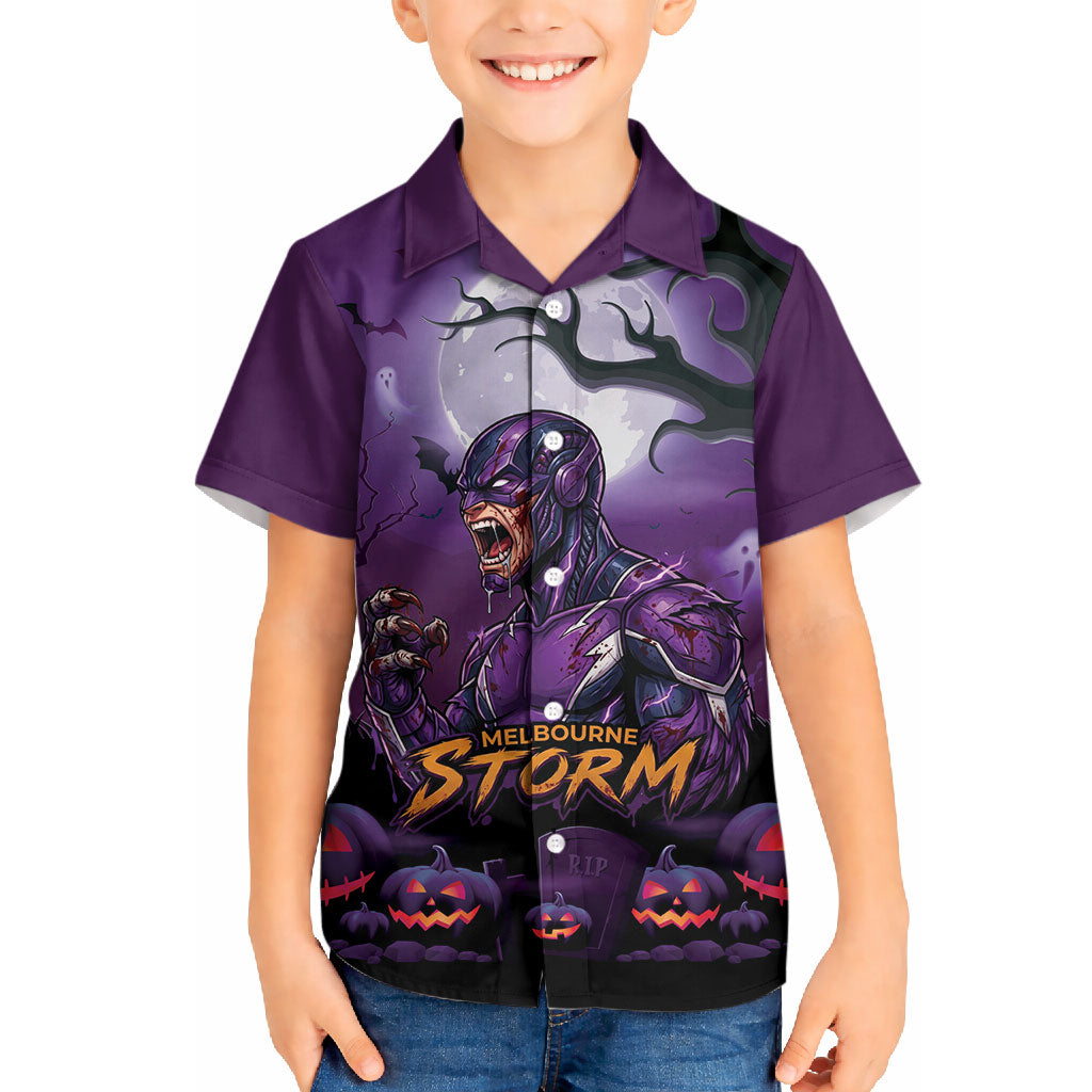 Custom Halloween Melbourne Storm Hawaiian Shirt Spooky Australia Mascot Rugby